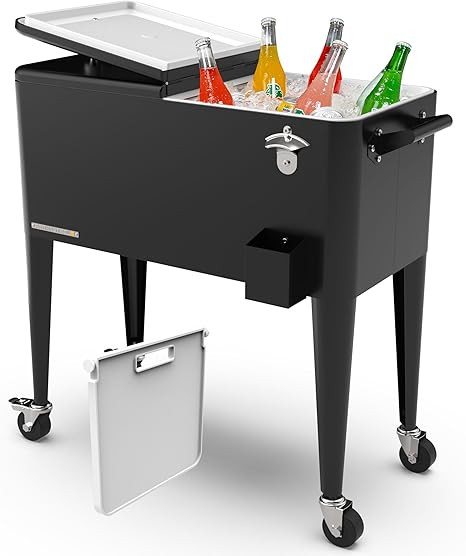 Permasteel Party Cooler with Divider, Spacious 80-Qt Capacity, Chills 36hrs, Serving Tray, Rollin... | Amazon (US)