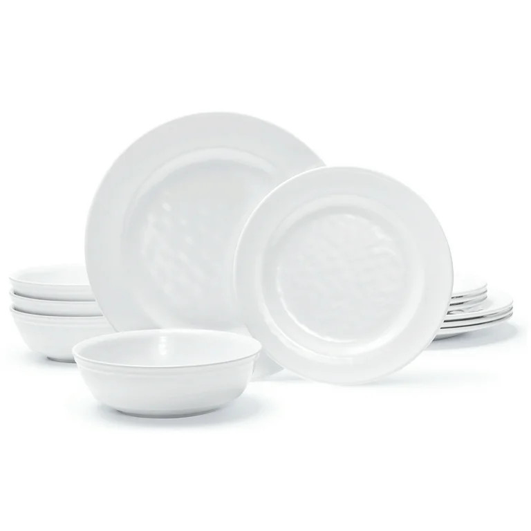 TP 12-Piece Dinnerware Set, Melamine Dishes Set with Bowls and Plates, Dinner Service for 4, Dish... | Walmart (US)