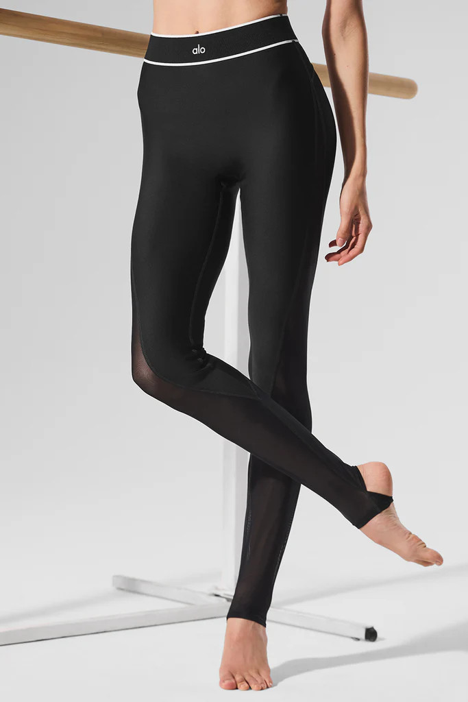 Airlift Mesh High-Waist Darling Stirrup Legging - Black | Alo Yoga (US)