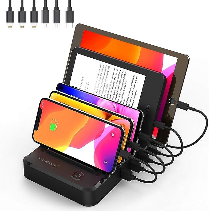 Charging Station for Multiple Devices 6 Short Mixed Charging Cables Multi USB Charger Station Org... | Amazon (US)