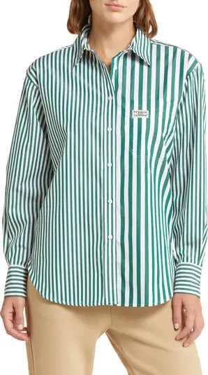 Lacoste x BANDIER Mix Stripe Cotton Button-Up Shirt | Nordstrom | Nordstrom