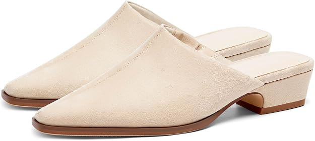 Coutgo Womens Square Toe Mules Slip On Chunky Low Heel Clogs Backless Business Casual Work Slides... | Amazon (US)