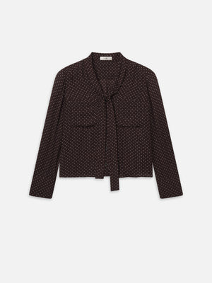 The Modern Tie Blouse -- Mahogany Polka Dot | Frame Denim