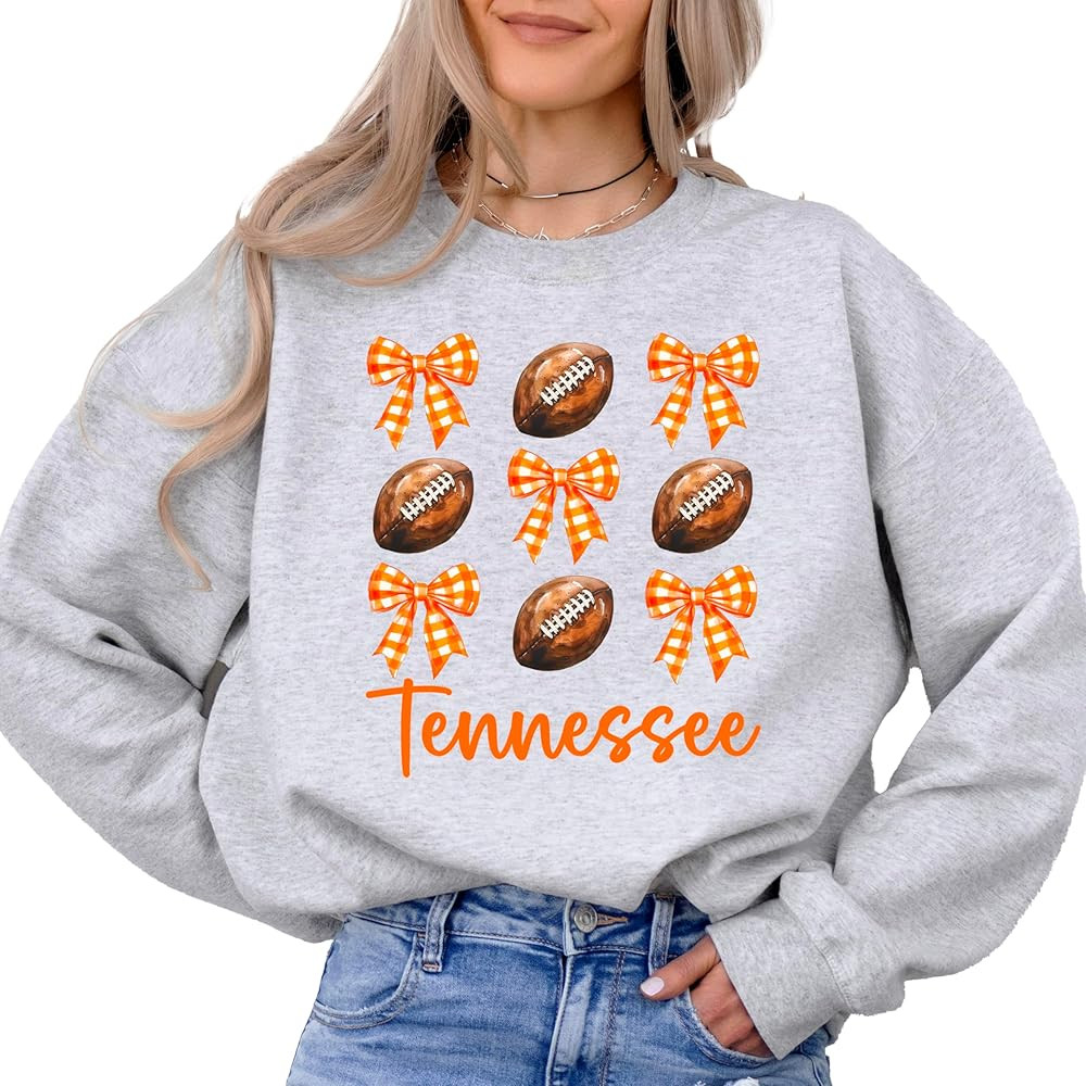Olive Loves Apple Girls Tennessee Football Sweatshirt Orange Bows and Footballs Game Day Pullover | Amazon (US)