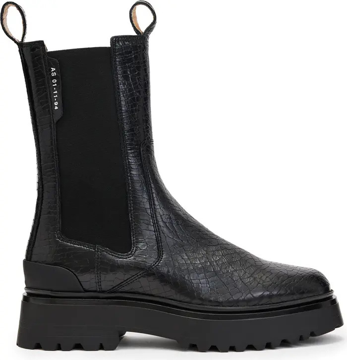 AllSaints Amber Croc Embossed Chelsea Boot | Nordstrom | Nordstrom