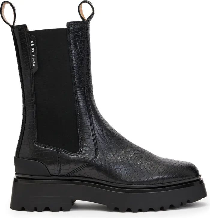 AllSaints Amber Croc Embossed Chelsea Boot | Nordstrom | Nordstrom