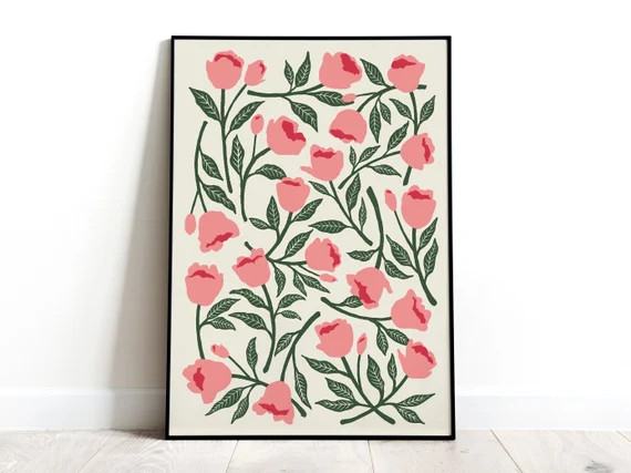 Floral Wall Art Flower Poster Rose Wall Art Minimal Flower - Etsy | Etsy (US)