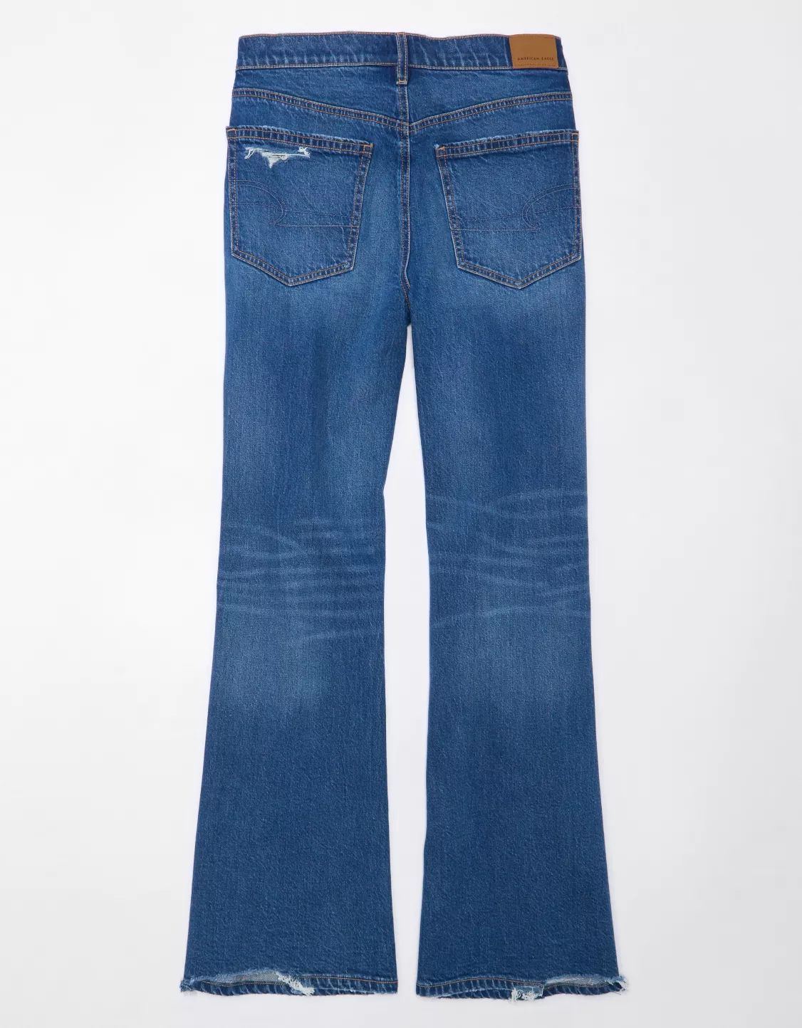 AE Dreamy Drape Strigid Ripped Low-Rise Baggy Flare Jean | American Eagle Outfitters (US & CA)