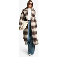 boohoo Women's Check Oversized Wool Look Coat in Brown | Size: 10 | Boohoo.com (UK & IE)