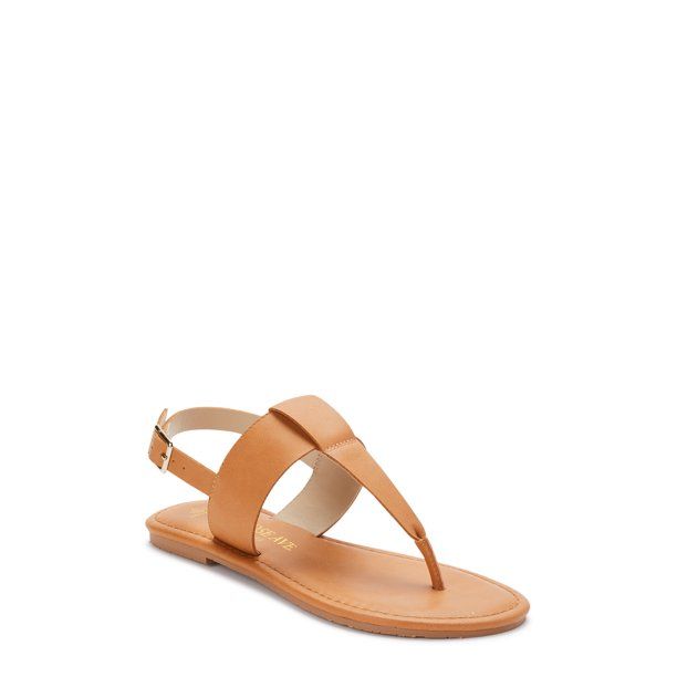 Melrose Ave Vegan Leather Ankle Strap Thong Flat Sandal (Women's) | Walmart (US)