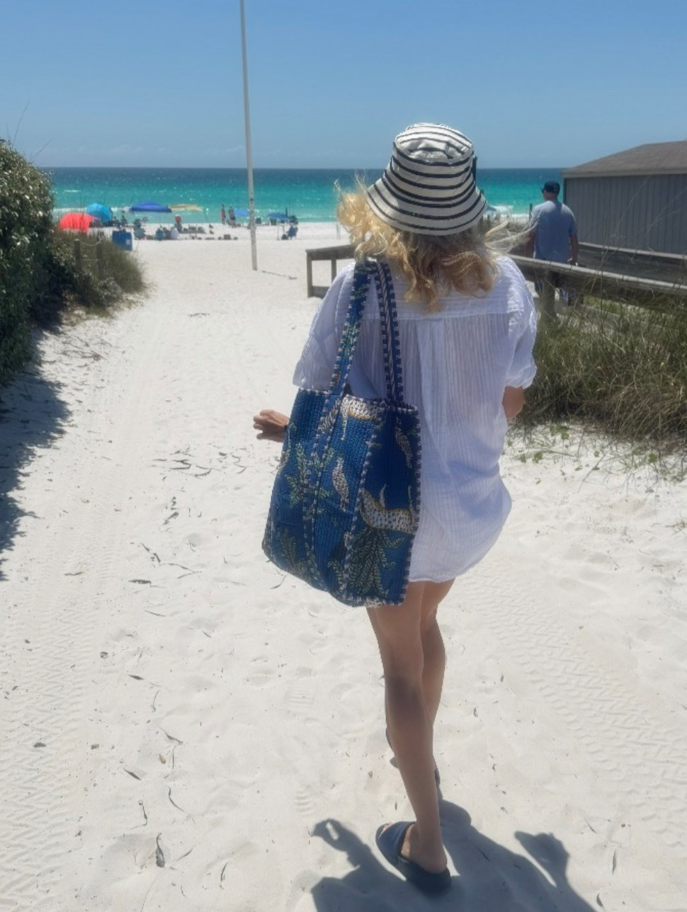 Beach essentials. This bag is so roomy and lightweight. Most comfortable slides ever, I own in 3 colors.

#LTKTravel #LTKOver40 #LTKSwim