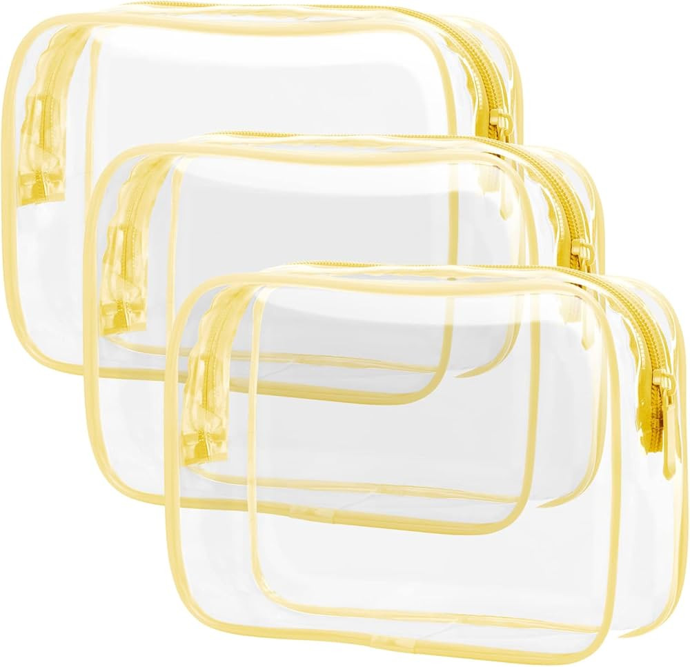 PACKISM Clear Toiletry Bag - 3 Pack TSA Approved Toiletry Bag Quart Size Bag, Travel Makeup Cosme... | Amazon (US)