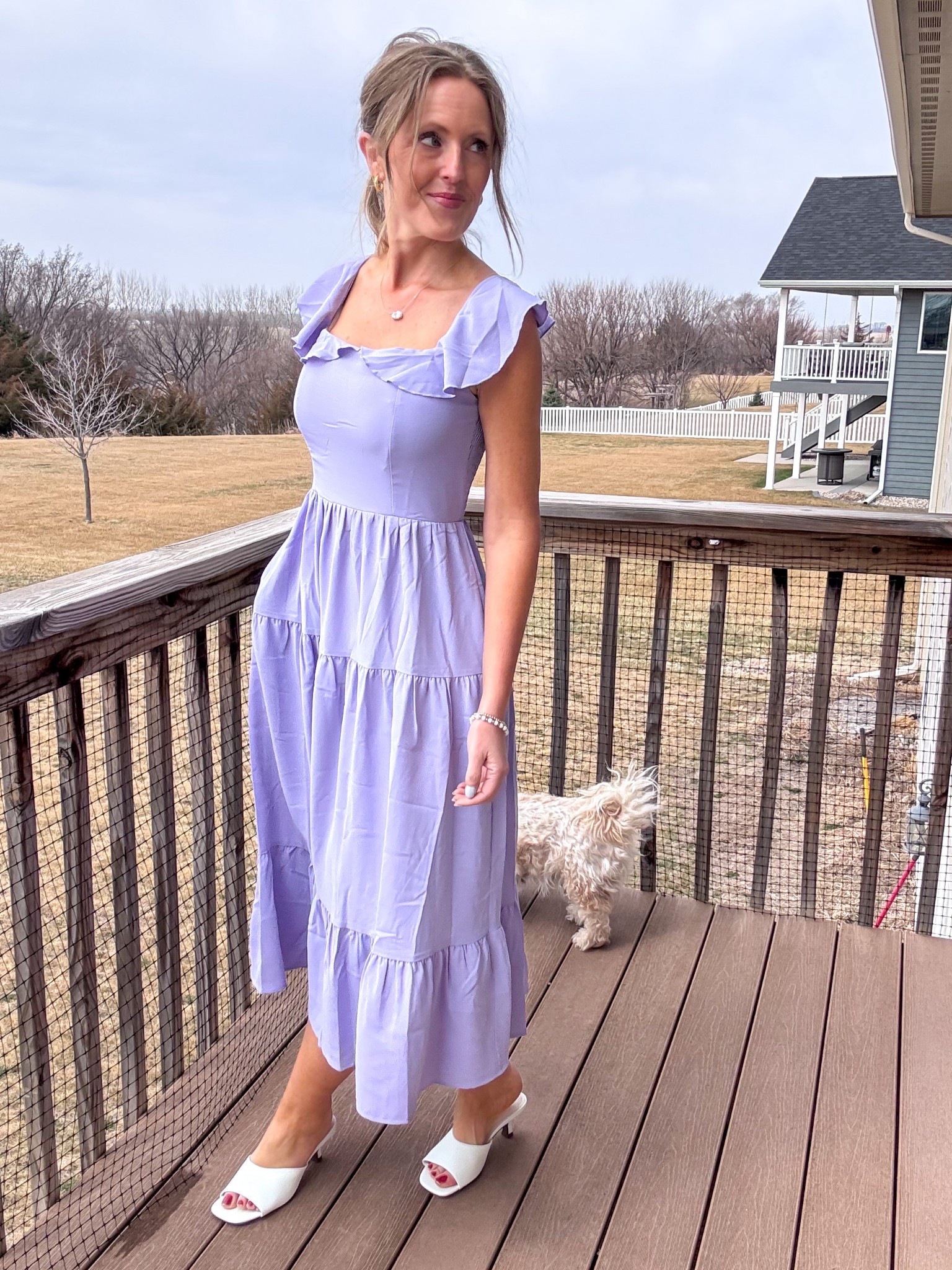 Loving the ruffle detail and flutter sleeves on this lavender maxi dress! 💜 Wearing a small.

As an Amazon Influencer I earn commission on qualifying purchases.

Mom style, Easter dress outfit idea, wedding guest dress inspo, lavender dress, spring fashion 2026

#LTKootd #LTKMidsize #LTKOver40