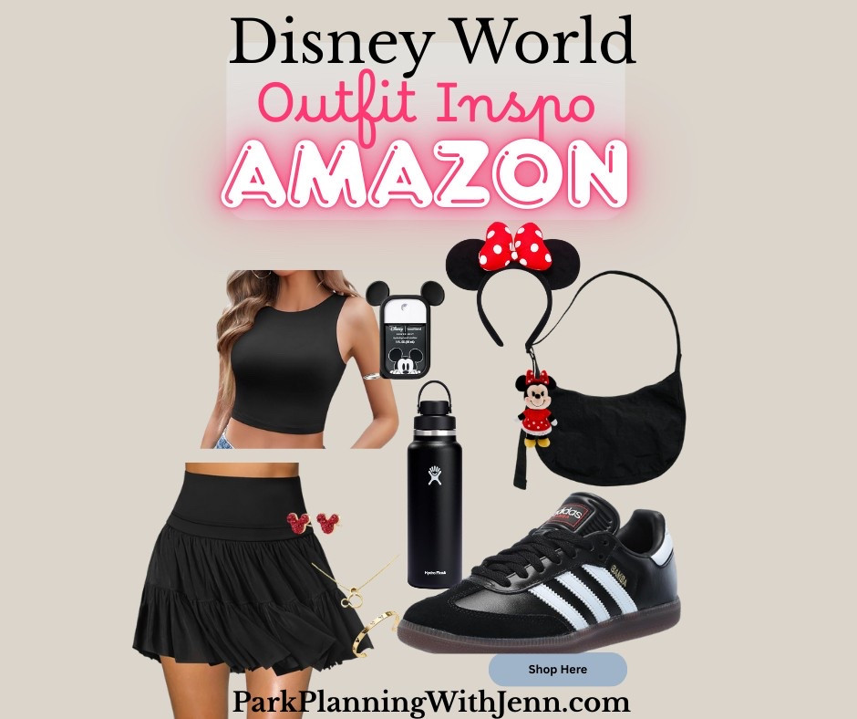 Women’s Disney Outfit Minnie Mouse Mickey Mouse Disneyland outfit sambas twirl athletic skirt baggu mouse ears 