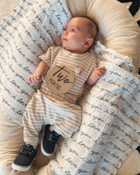 Two months of YOU 💙 Little Scotty is cooing, smiling and continues to bring joy into our world every day. We love you sweet boy #twomonthsold #milestonephoto #babymilestone  #2monthsold #newborn #babymilestones 


baby boy outfit. Baby boy clothes. Baby shoes. Milestone photo. Baby lounger

#LTKbaby #LTKfamily