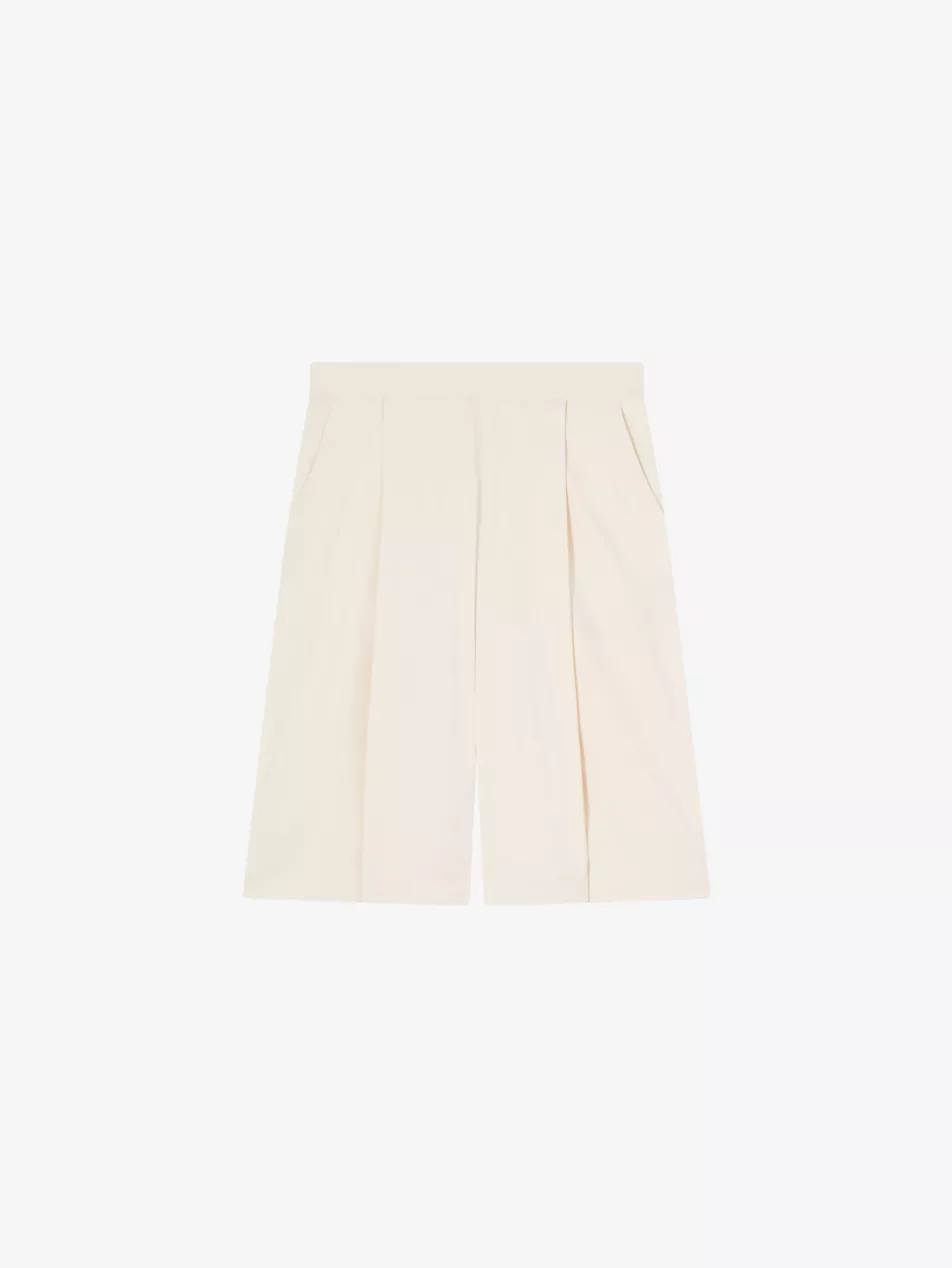 Abbie wide-leg high-rise stretch-cotton and linen-blend shorts | Selfridges