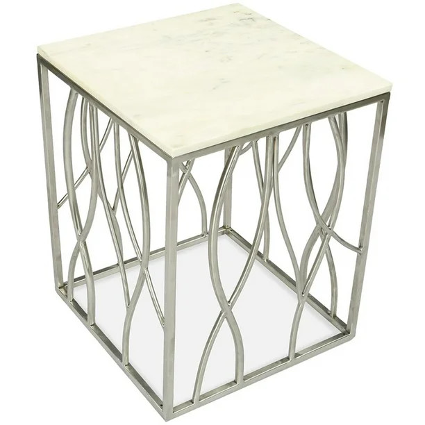 Riverside Furniture Ulysses 18" Square Marble Top End Table in White | Walmart (US)