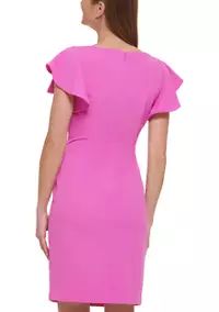 DKNY Women's Ruffle Sleeve Solid Sheath Dress | Belk