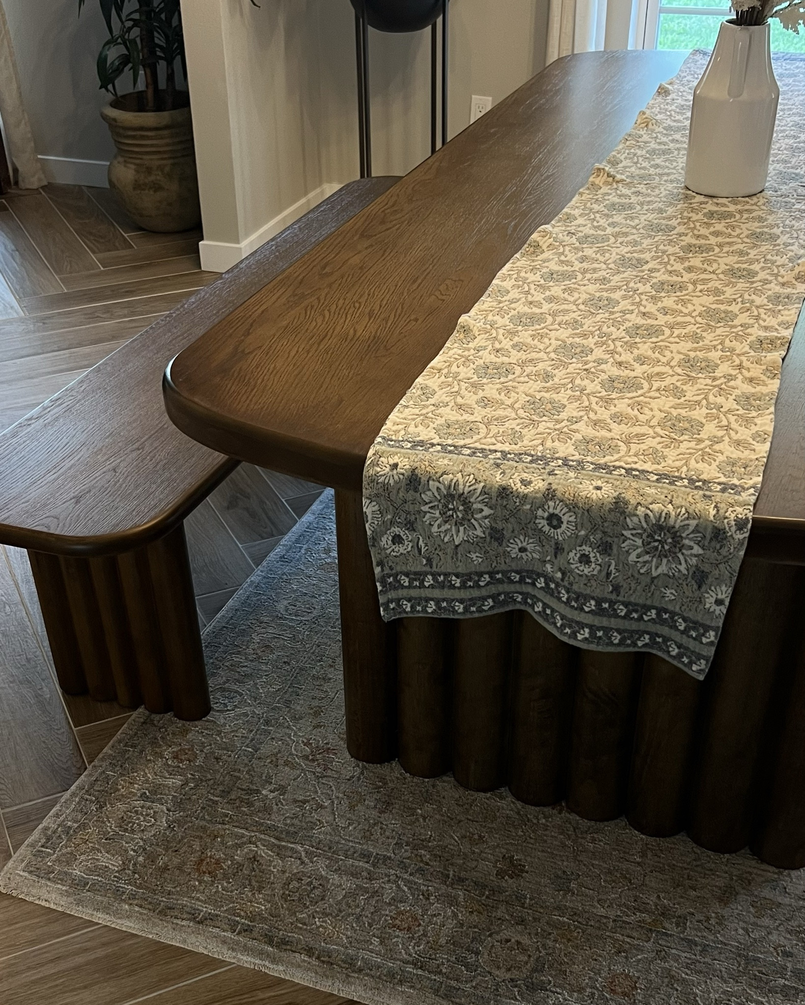 our new dining table from world market - it + the chairs & bench are all on sale! so impressed w the quality and love the soft edges to soften the rectangular room. the wood tone is sooo timeless and stunning & it was so easy to put together!#LTKWatchNow 

#LTKSeasonal #LTKHome