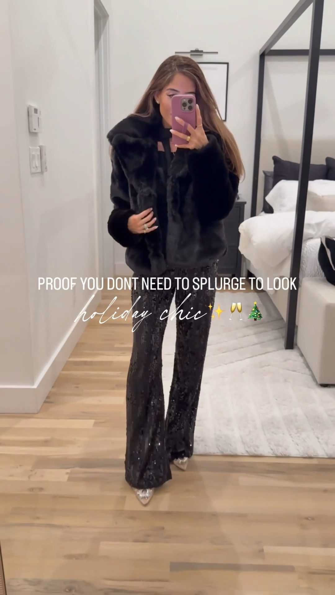 Holiday outfit, Walmart finds affordable holiday outfit, party outfit size xxs or xs all under $50 Sherpa vest trending winter outfit faux fur jacket on sale under $40 sequin pants NYE party Christmas party dinner look winter outfit  

#LTKHoliday #LTKootd #LTKgrwm