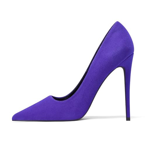 Elisabet Tang High Heels, Women Pumps Pointed Toe Stilettos 4.7.5 inch/12cm Sexy Heels Party Shoes Purple 9.5 | Amazon (US)