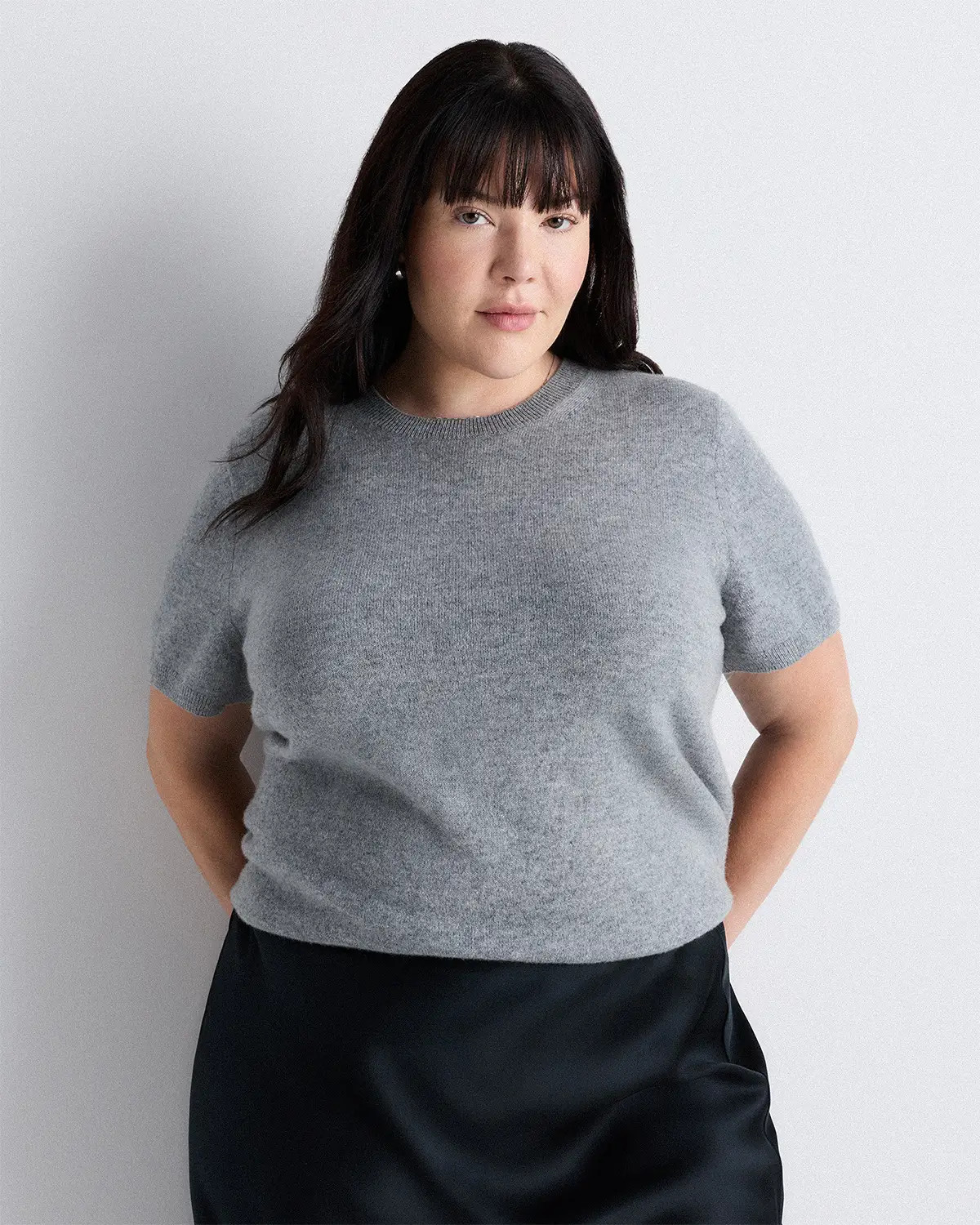 Mongolian Cashmere Tee - Plus Size in Heather Grey | Quince