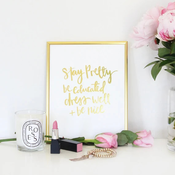 Daily Reminders Gold Foil Print 8x10 inches - Motivational Print - Beyonce Print - Wall Art - Office | Etsy AU