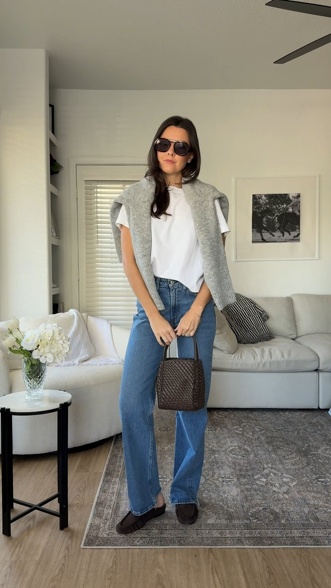 Outfit of the day! I’m 5’7” wearing size small in the tshirt, XS in the sweater, true size 25 reg in the jeans! 

#LTKootd #LTKgrwm #LTKFindsUnder100