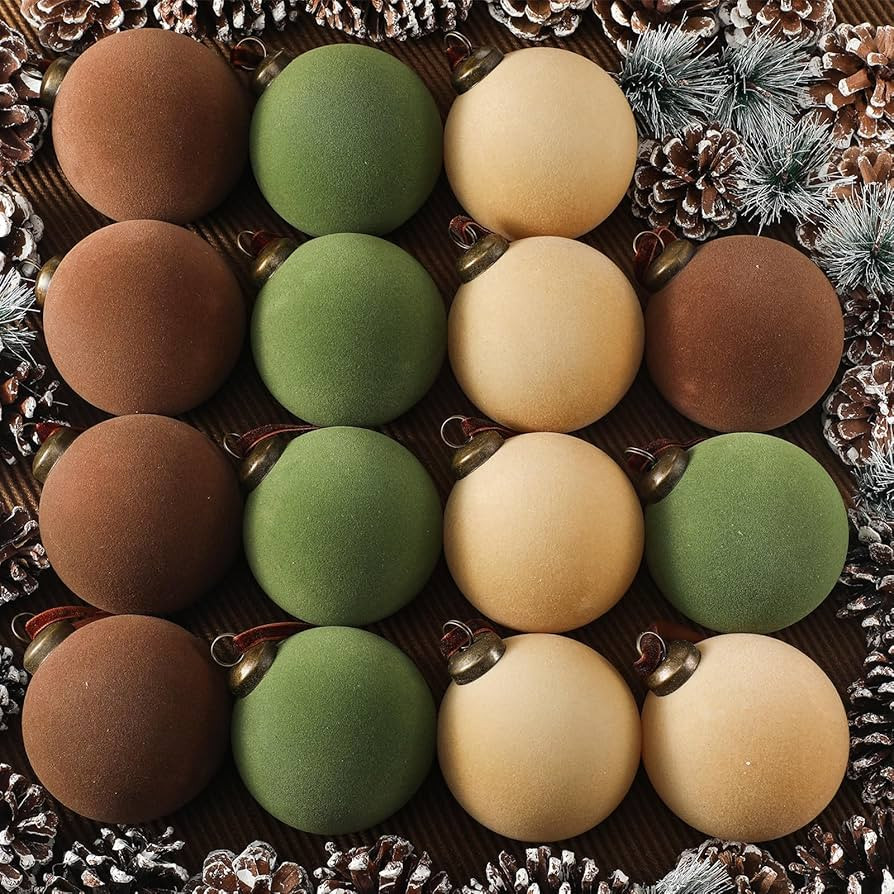 Liliful 15 Pcs Velvet Christmas Balls Bulk Flocked Christmas Tree Ball Ornaments Plastic Balls Xm... | Amazon (US)