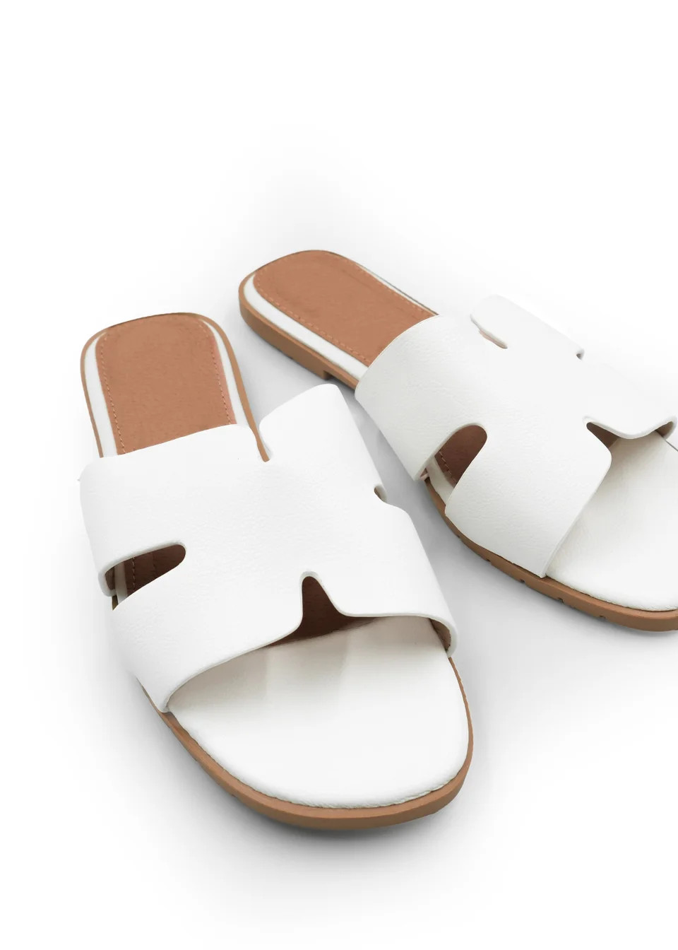 Where's That From White Pu Mae Strapped Slider Sandals | Matalan (UK)