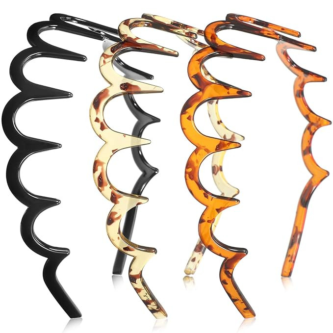 3 Pieces Zig Zag Shark Tooth Headbands Comb Zigzag Plastic Hoop U Shaped Shark Tooth Hair Bands B... | Amazon (US)