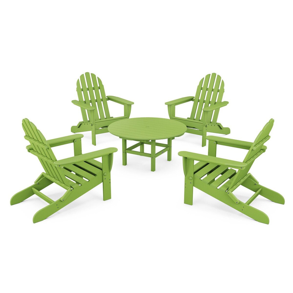 POLYWOOD Classic Adirondack 5 Pc Recycled Plastic Seating Set in Lime by - PWS119-1-LI | BBQ Guys