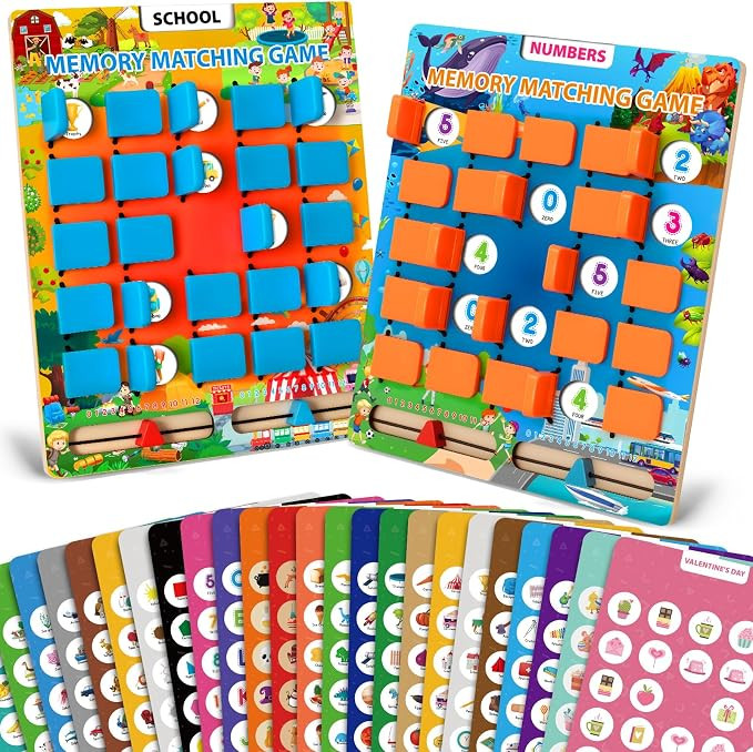 Matching Memory Game for Kids, 2 Pack Travel Toy for Toddlers Boys Girls | Amazon (US)