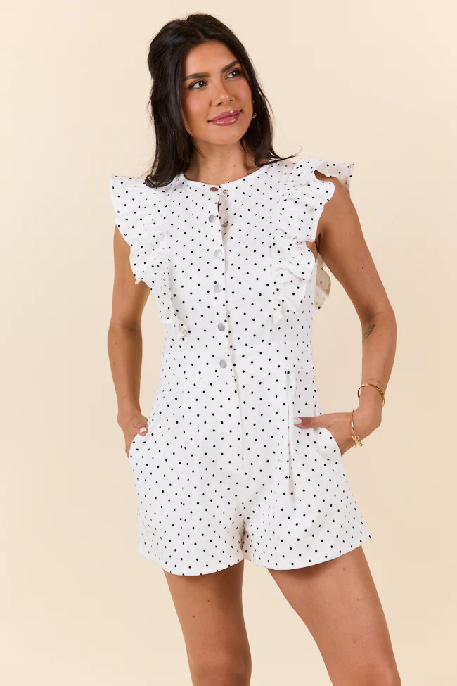 Dot The I Polka Dot Romper | Pink Lily
