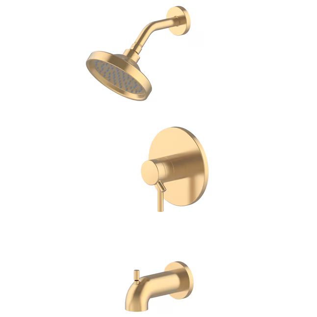 allen + roth Harlow Brushed Gold 2-handle Single Function Round Bathtub and Shower Faucet Valve I... | Lowe's