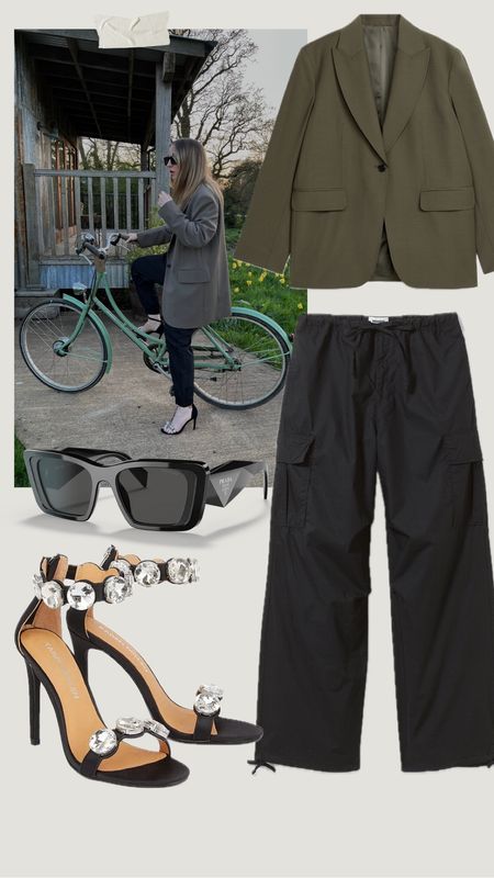 GET THE LOOK | A simple elevated cargo pants look… bicycle not linked 😂
Arket oversized blazer | Black cargo trousers | Workwear ideas | Office outfits | Crystal heels | Neutrals 

#LTKstyletip #LTKparties #LTKshoecrush