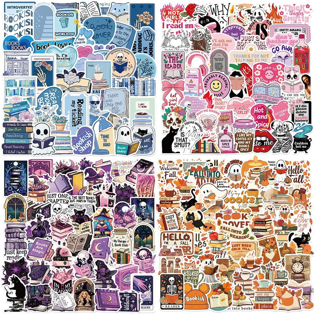 200pcs Book Stickers, Halloween Ghost Romance Autumn Vinyl Decals for Laptop Ebook Readers Water Bottles Scrapbook | Amazon (US)