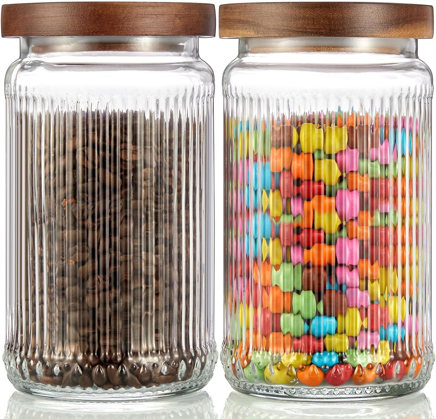 ALELION Glass Jars with Airtight Acacia Lid - 30 oz Coffee Canister for Ground Coffee - Decorativ... | Amazon (US)
