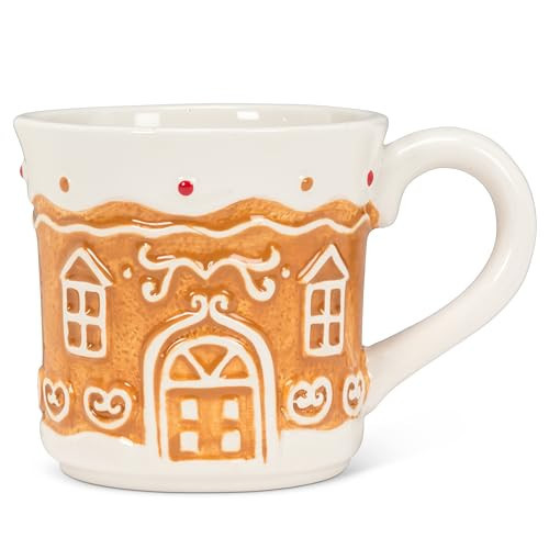 Abbott Collection Gingerbread House Mug - Ceramic Coffee Cup, Brown, 3.5 inches H (12oz) | Amazon (US)