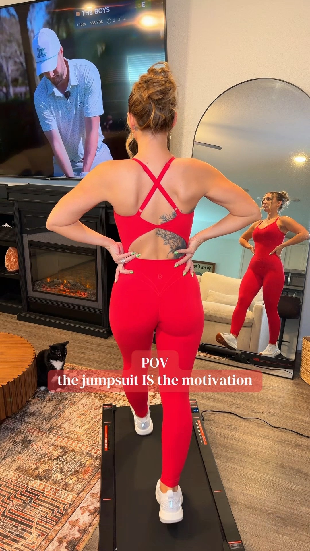 THE RED 💋🤌 #workoutjumpsuit #athleticwear #bodyconjumpsuit