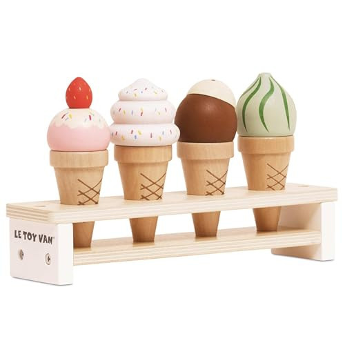 Le Toy Van - Educational Wooden Toy Honeybake Ice Creams Pretend Play Kids Playset | 6 Pieces - Great Gifts For A Boy Or Girl - Best for 2, 3, 4 and 5 Year Olds, Ic Cream | Amazon (UK)