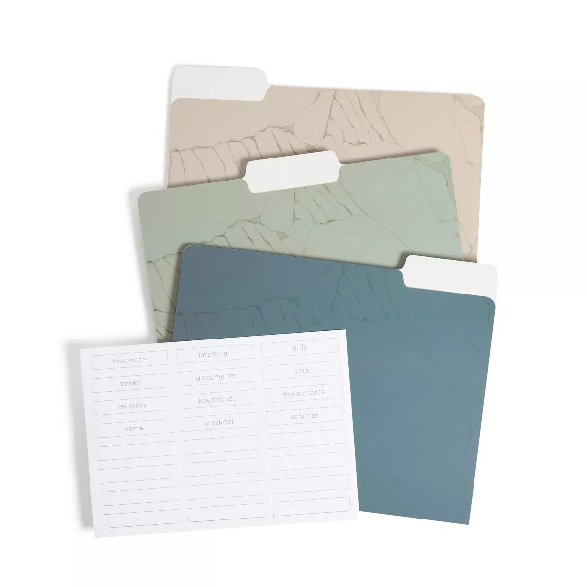 U Brands 12ct File Folders Set In Stone: Decorative Filing Folders, Assorted Colors, Paper, 250 S... | Target