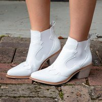 Western Faux Python White Low Heeled Ankle Booties - Women's Pointed Toe Cowgirl Cowboy Boot | Etsy (US)