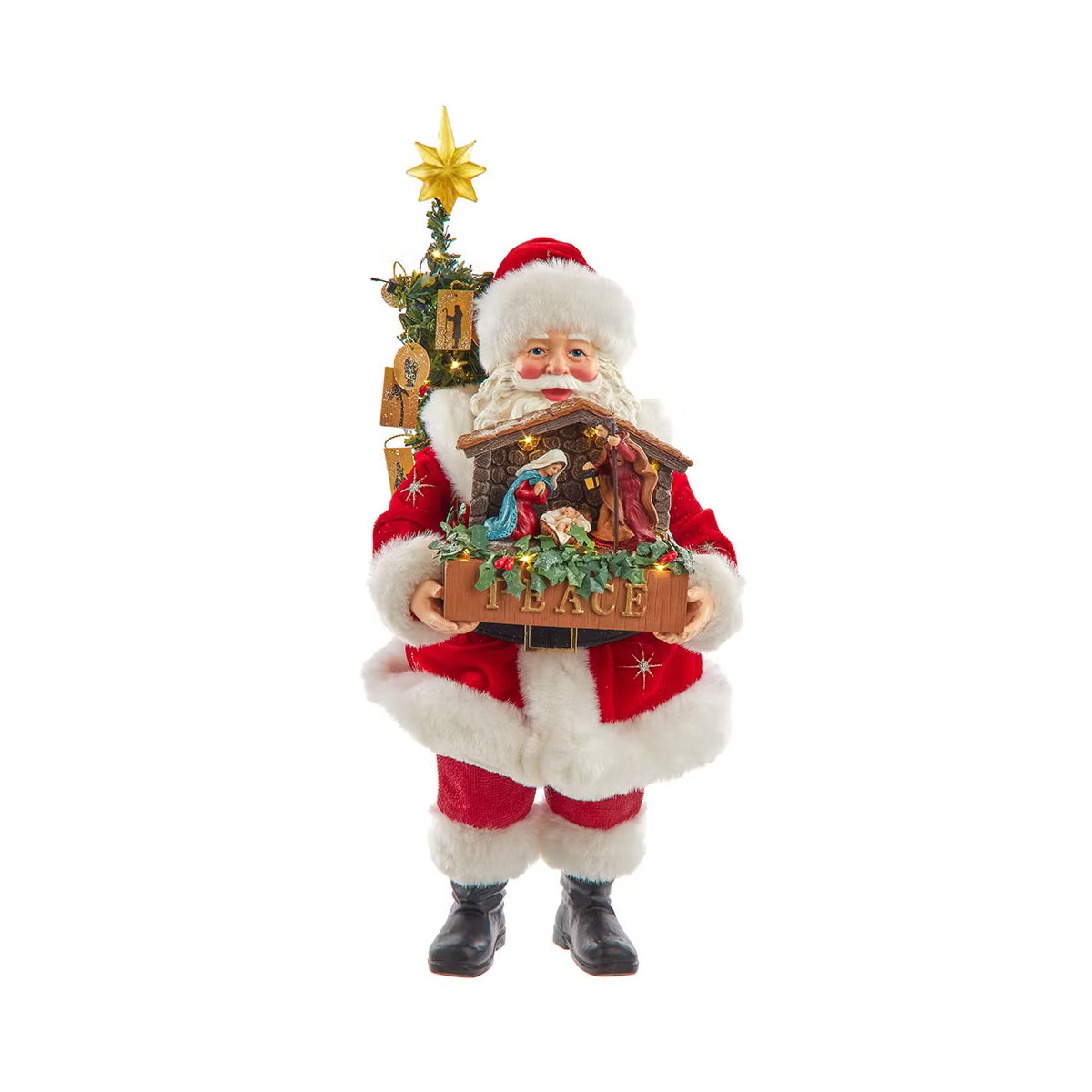 Kurt Adler 13 Inch Fabriché Battery-Operated LED Santa with Nativity Set | Target