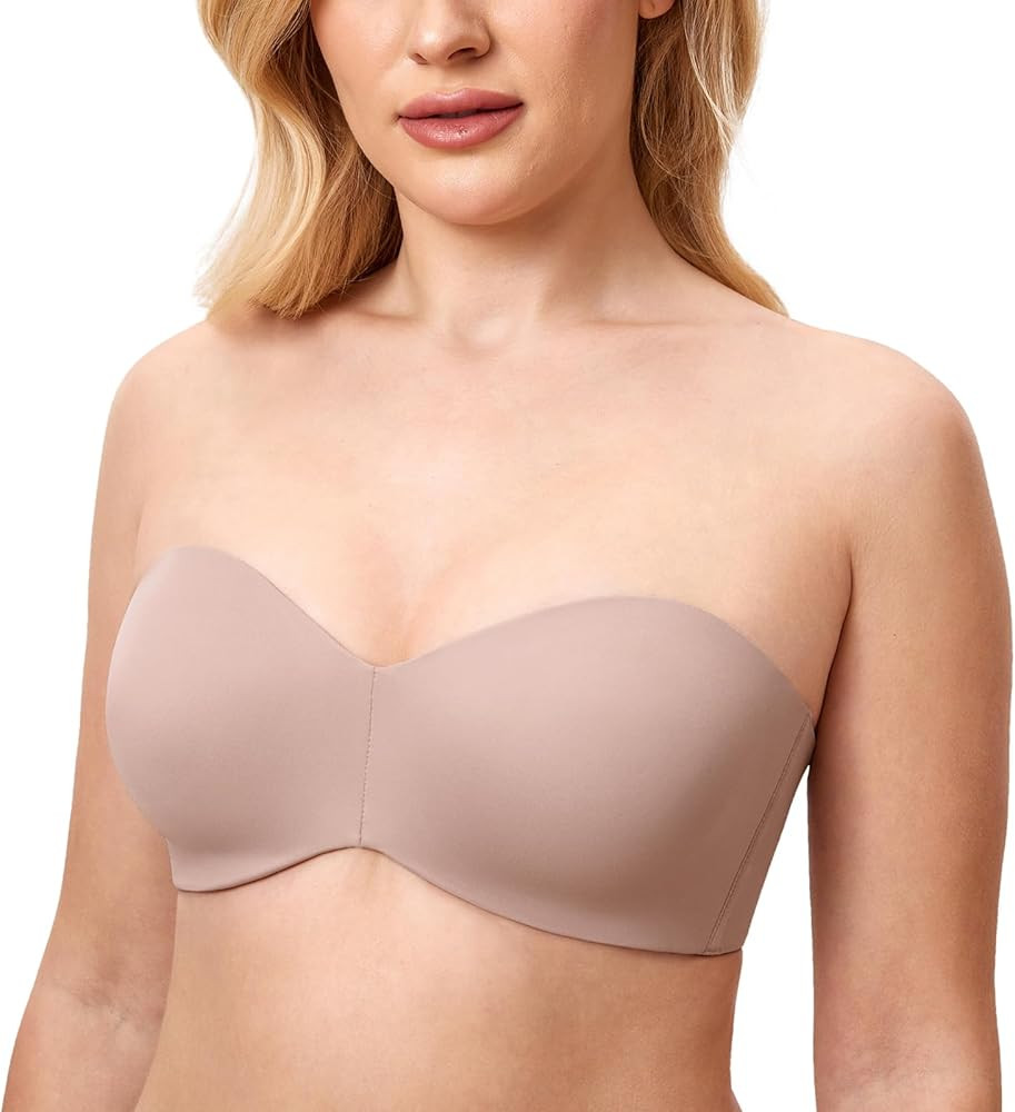 DELIMIRA Women's Strapless Bra Unlined Underwire Minimizer Plus Size Support | Amazon (US)