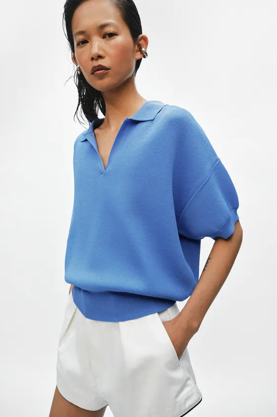 SHORT SLEEVE KNIT POLO SHIRT | Zara UK