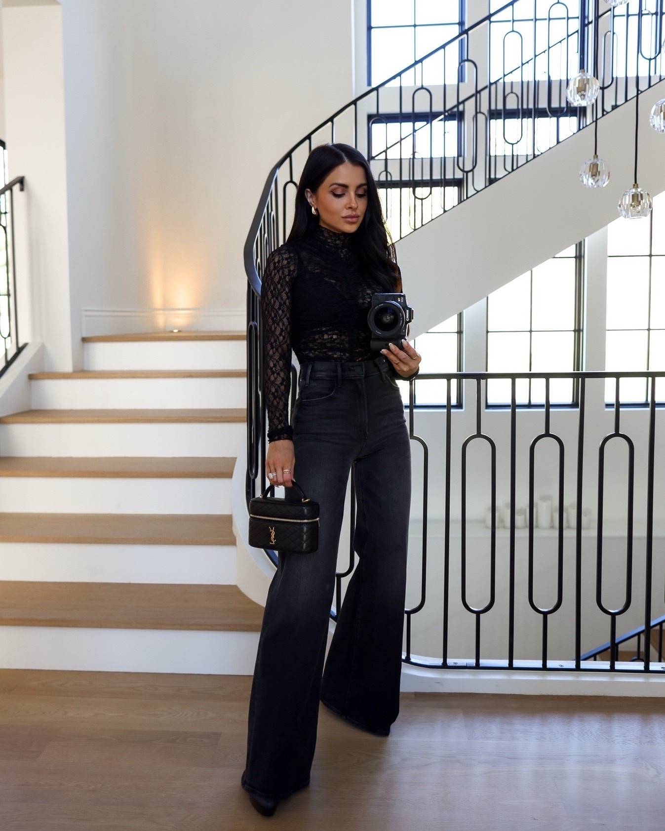 Date night outfit inspiration. This all black look is the perfect outfit for any date night plans. Chic, timeless, & flattering. I love the lace and denim combo with mixed metal accessories!

Hustler Jeans - wearing a 24, runs TTS
Lace top - wearing an XS

Miamiamine date night outfit inspiration chic style elevated basics must have denim lace top outfit styling all black outfit winter style Nordstrom favorites capsule wardrobee

#LTKOver40 #LTKPetite #LTKootd