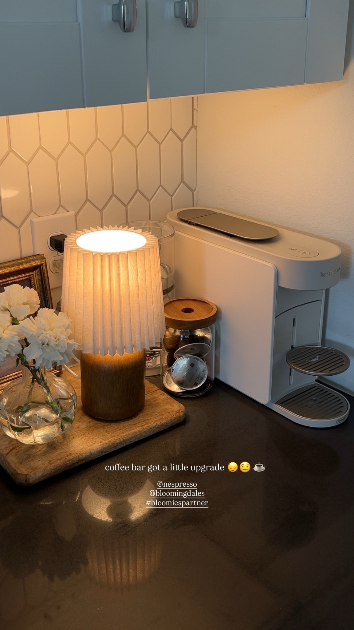 Coffee bar got a little upgrade! Been loving my Nespresso Vertuo UP because it can make any type of coffee! @nespresso @bloomingdales-us #bloomiespartner