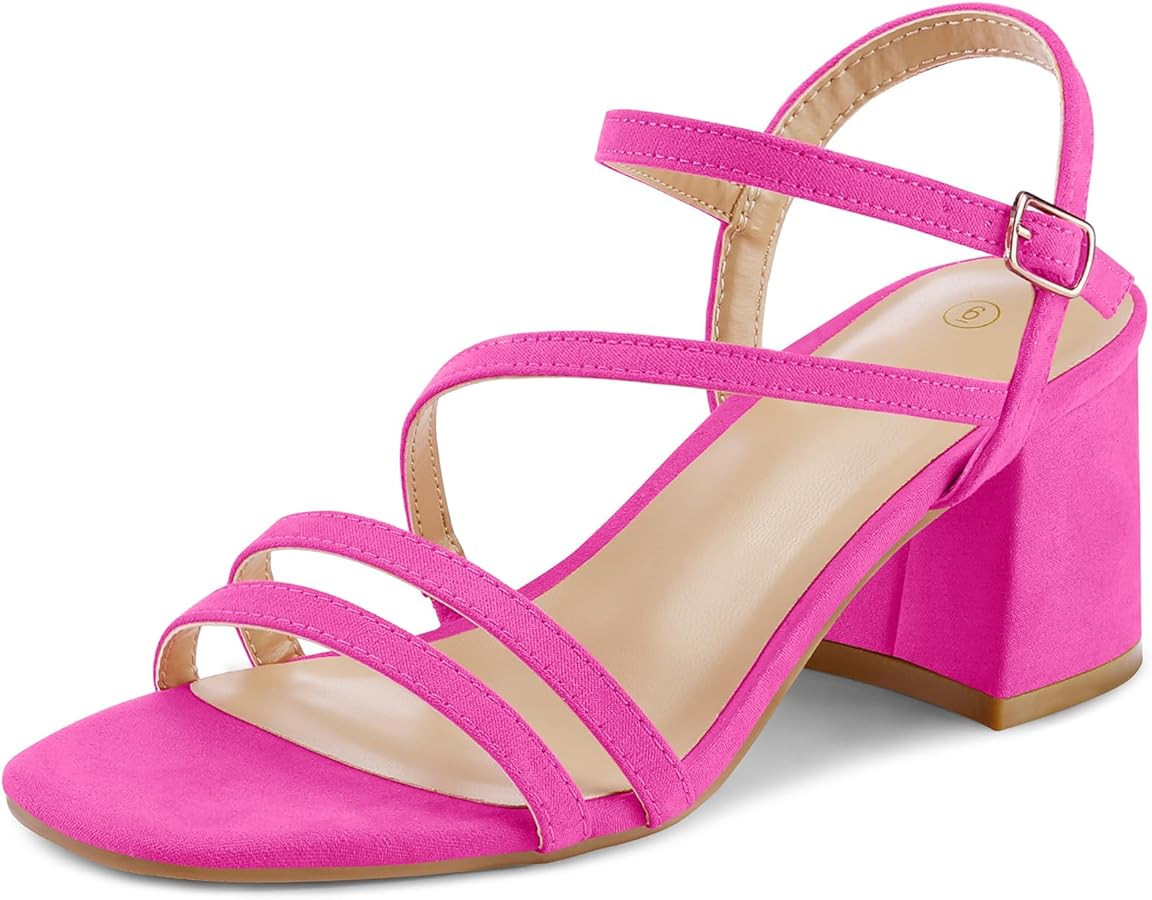 mysoft Women's Strappy Low Chunky Block Heel Sandals Open Toe Dress Shoes | Amazon (US)