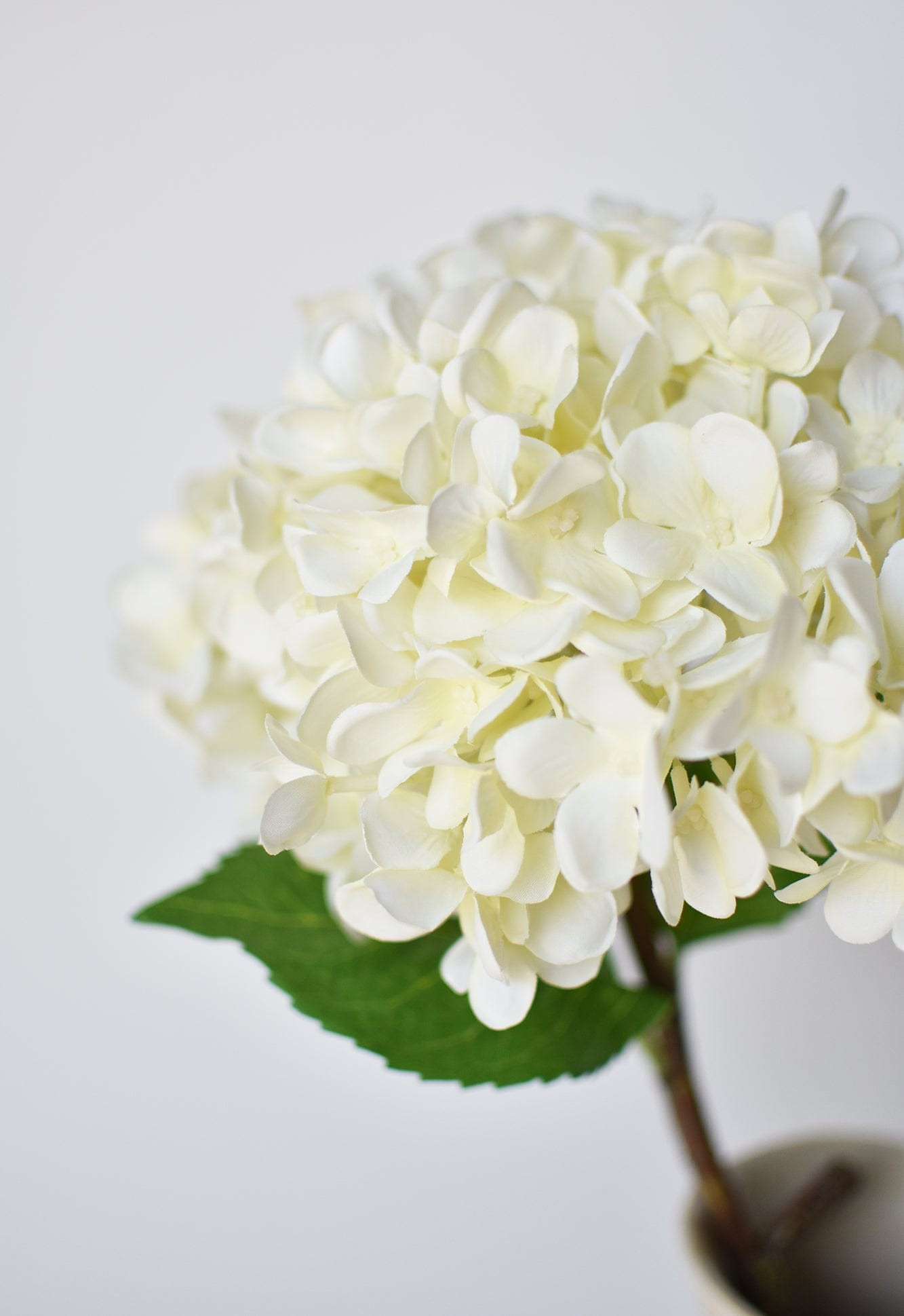 26" Faux Hydrangea Stem White | HouseFloral